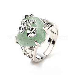 Bagues réglables en aventurine verte naturelle&nbsp;RJEW-P043-03P-15