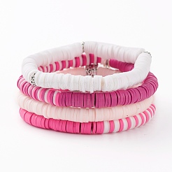 4 pièces 4 styles en argile polymère heishi perles ensembles de bracelets extensibles&nbsp;BJEW-JB05904
