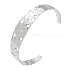 Religión 201 brazaletes de acero inoxidable con forma de San Benito&nbsp;SA-CBA3211-01P