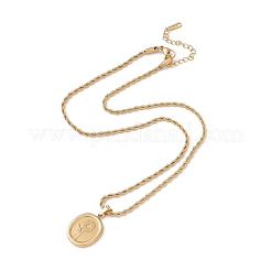 Collier pendentif ovale avec fleur&nbsp;NJEW-G074-44G
