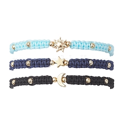 3 Stück geflochtenes Armband aus Messingperlen für Damen&nbsp;BJEW-JB13223