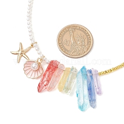 Collares de cuentas de hematita sintética no magnética teñidas y galvanizadas de cristal de cuarzo craquelado natural&nbsp;NJEW-JN05175