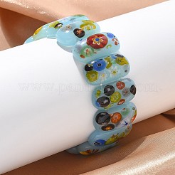Pulseras elásticas de cuentas de vidrio millefiori hechas a mano para hombres y mujeres&nbsp;BJEW-G738-01C-04