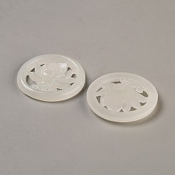 Natürliche afghanische weiße Jade hohle große Anhänger&nbsp;G-WH0022-19