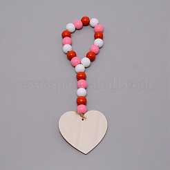 Décorations pendentifs perles de bois schima thème saint valentin&nbsp;HJEW-TAC0012-12