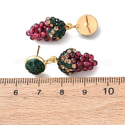 Ohrstecker aus Messing und Polymerclay mit Strassen in Traubenform&nbsp;EJEW-G455-01G