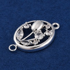 Ciondoli connettore in ottone con pavé di zirconi cubici trasparenti&nbsp;KK-Z066-10S