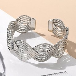 Bracelets manchettes en fer électrophorétique pour femmes&nbsp;BJEW-M057-02P