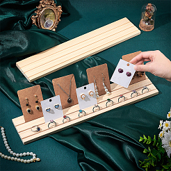 Supports de cartes d'affichage de boucles d'oreilles en bois à 3 emplacement&nbsp;LS-ODIS-WH0070-01