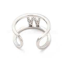 Bague de manchette ouverte avec lettre initiale en zircone cubique transparente&nbsp;RJEW-A012-01P-W