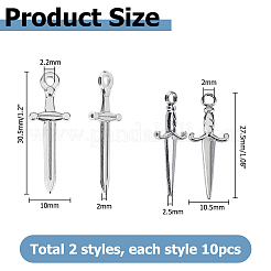 20 pz 2 stili ciondoli in acciaio inossidabile 304&nbsp;FIND-HS0002-02