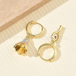 Boucles d'oreilles créoles en laiton avec micro pavé de zircone cubique pour femmes&nbsp;EJEW-A168-07G-02