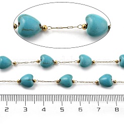 Chaînes à maillons en turquoise synthétique et perles en acier inoxydable 304&nbsp;CHS-K021-02G