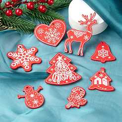 80pcs 8 pendentifs en bois de style&nbsp;WOOD-LS0001-09