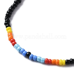 Collier de perles de graines de verre et bracelet de perles tressées&nbsp;SJEW-JS01283-02