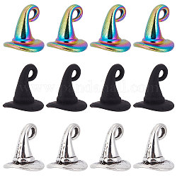SUNNYCLUE 1 Box 60Pcs 3 Style Wizard Hat Charms Witch Hat Charm Halloween Imitation Black Magic Hats Charms Antique Silver Rainbow Gothic Miniature Hat Charms for DIY Making Charms Craft Home Decor