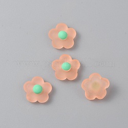 Spring Theme Translucent Resin Cabochons, Flower, Coral, 16.5x18x7mm