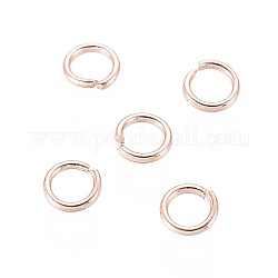 304 in acciaio inox anelli di salto aperto, oro roso, 24 gauge, 3x0.5mm, diametro interno: 2mm