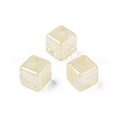 Perline acrilico trasparente, stile gemstone imitato, cubo, giallo oro chiaro, 13.5x13.5x13.5mm, Foro: 3.5 mm