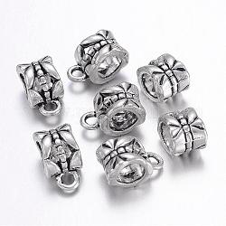 Tibetan Style Alloy Hangers, Bail Beads, Lead Free, Cadmium Free and Nickel Free, Cup, Antique Silver, about 11.5mm long, 6mm wide, 8mm thick, Inner Diameter: 4.3x4.4mm, hole: 2mm