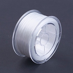 Cuerda de cristal elástica plana, Hilo de cuentas elástico, para hacer la pulsera elástica, blanco, 1mm, alrededor de 54.68 yarda (50 m) / rollo