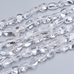 Natürlichem Quarz-Kristall-Perlen Stränge, Bergkristall, getrommelt Stein, Nuggets, 9~11x8~9x5~10 mm, Bohrung: 0.8 mm, ca. 45 Stk. / Strang, 15.75 Zoll (40 cm)