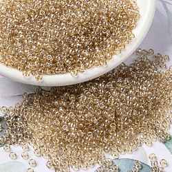 Perline rotonde miyuki rocailles, perline giapponesi, 8/0, (rr2439) topazio fumé chiaro oro lustro, 3mm, Foro: 1 mm, circa 19000~20500pcs/libbra