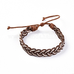 Bracelets coréens tressés en corde de polyester ciré, avec des cordons de coton ciré, café, 2-3/8 pouce ~ 3 pouces (6.2~7.5 cm)