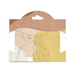 Cartes d'affichage de pince à cheveux en papier, cartes de support d'arc de cheveux, fournitures d'accessoires pour cheveux, modèle femme, kaki clair, 9x10x0.03 cm, Trou: 8.5x20mm