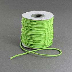 Round Elastic Cord, with Nylon Outside and Rubber Inside, Lawn Green, 1mm, about 109.36 yards(100m)/roll