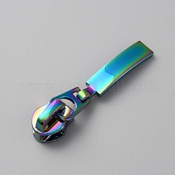 #5 Zinc Alloy Replacement Zipper Sliders, for Luggage Suitcase Backpack Jacket Bags Coat, Rectangle, Rainbow Color, 4.6x1x0.95cm