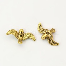 Perline in lega stile tibetano, senza piombo e cadmio e nichel libero, uccello, oro antico, 17x10x2mm, Foro: 1 mm