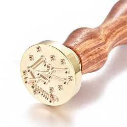 Cachet de sceau de cire en laiton, avec manche en bois, pour la décoration de poteau, fabrication de cartes de bricolage, taurus, 90x26mm, Trou: 7mm