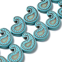 Hilos de perlas sintéticas teñidas de turquesa, lágrima, turquesa oscuro, 27~28x19~22x4.4~4.8mm, agujero: 0.7 mm, aproximamente 18 pcs / cadena, 15.67~15.94'' (39.8~40.5 cm)