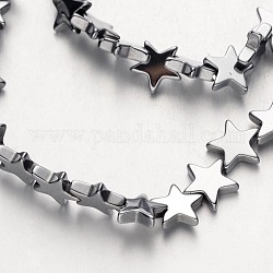 Electroplate Non-magnetic Synthetic Hematite Bead Strands, Star, Silver Plated, 8x8x2~3mm, Hole: 1mm, about 61~63pcs/strand, 15.7 inch