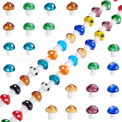 Perles champignons main au chalumeau brins, colorées, 12.5~14x10~11mm, Trou: 1.5mm, Environ 24~25 pcs/chapelet, 12.20 pouce ~ 12.99 pouces (31 cm ~ 33 cm)