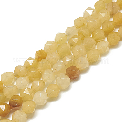 Chapelets de perles en jade jaune naturel, facette, ronde, 7.5~8x7~8x7~8mm, Trou: 1mm, environ 47 pièces/14.9 pouces