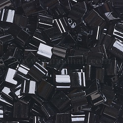 Cuentas de miyuki tila, Abalorios de la semilla japonés, 2 agujero, (tl401) negro, 5x5x1.9mm, agujero: 0.8 mm, aproximamente 1180 unidades / 100 g