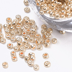 Plated Glass Seed Beads, Round, Navajo White, 2~2.3x1.5mm, Hole: 0.8mm, about 30000pcs/bag, about 450g/bag