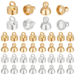 BENECREAT 48Pcs 4 Styles Brass Pendant Bails, Bead Cap Bails, Long-Lasting Plated, Flat Round & Cone, Mixed Color, 5~5.5x5mm, Hole: 1.5~2mm, 12Pcs/style