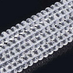 Quarzo sintetico perline di cristallo fili, sfaccettato, rondelle, 9~10x4.5~6mm, Foro: 1.2 mm, circa 47pcs/filo, 15.5 pollice