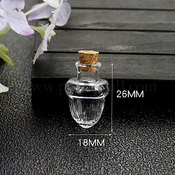 Klare Glasperlenbehälter, mit Kork, Ich wünsche eine Flasche, Eichel, 1.8x2.6 cm