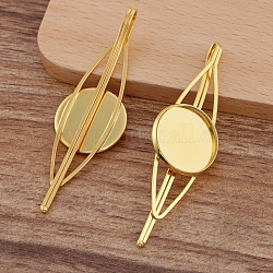 Железные фурнитуры шпильки Bobby Pin, с латунным плоским круглым безелем, золотые, 70x16 мм, лоток : 20 мм