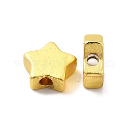 Acumular cuentas de latón chapado, Plateado de larga duración, estrella, dorado, 7.5x8x3mm, agujero: 1.2 mm.