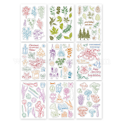 Globleland 9 feuilles 9 timbres en plastique de style pvc, pour scrapbooking diy, album photo décoratif, fabrication de cartes, feuilles de timbres, motif végétal et animal, 16x11x0.3 cm, 1 feuille/style