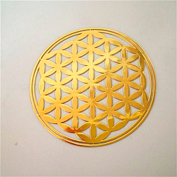 Self Adhesive Brass Stickers, Scrapbooking Stickers, for Epoxy Resin Crafts, Flower of Life Pattern, Golden, 20mm