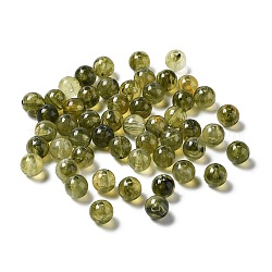 Acryl Nachahmung Edelstein Perlen, Runde, Olive, 10 mm, Bohrung: 2 mm