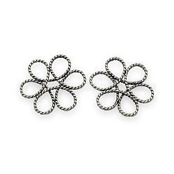Laiton perles de fil de fleurs, sans nickel, argent antique, 26x24x3mm, Trou: 6x7mm