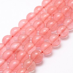 Chapelets de perles cerise quartz en verre, ronde, 8mm, Trou: 1mm, Environ 48 pcs/chapelet, 16 pouce