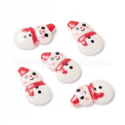 Christmas Themed Opaque Resin Cabochons, Snowman, Red, 25x14x4mm